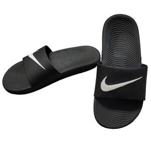 Nike Kawa Slides Black White Youth size 3Y Sandals Casual Sporty Rubber Summer